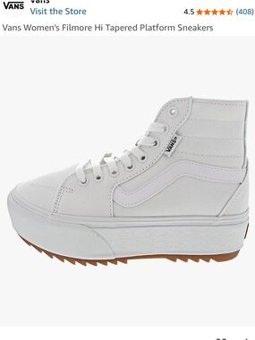 New in Box White Vans Women's Filmore Hi Tapered Platform Sneakers Size 9